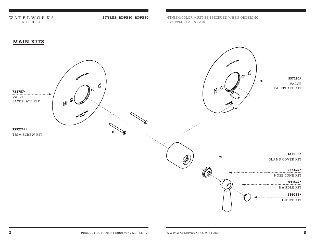 Main kits | Waterworks Roadster Pressure Balance with Diverter Trim with Metal Lever Handle User Manual | Page 6 / 10