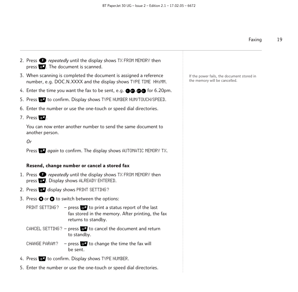 BT PAPERJET 30 User Manual | Page 19 / 64