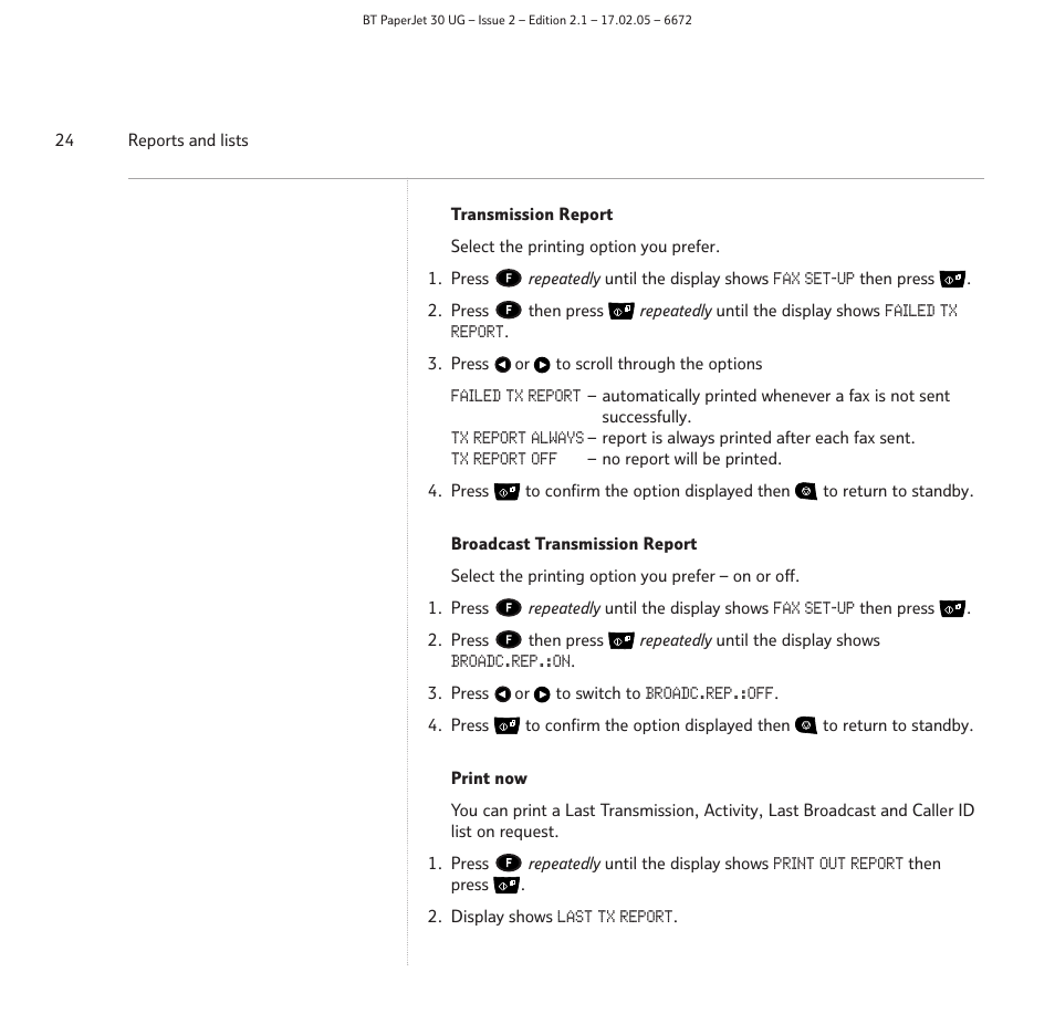 BT PAPERJET 30 User Manual | Page 24 / 64