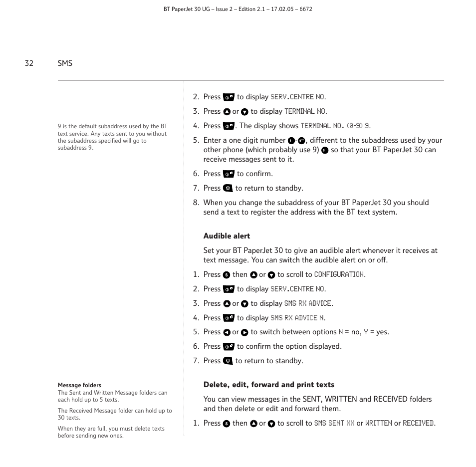 BT PAPERJET 30 User Manual | Page 32 / 64