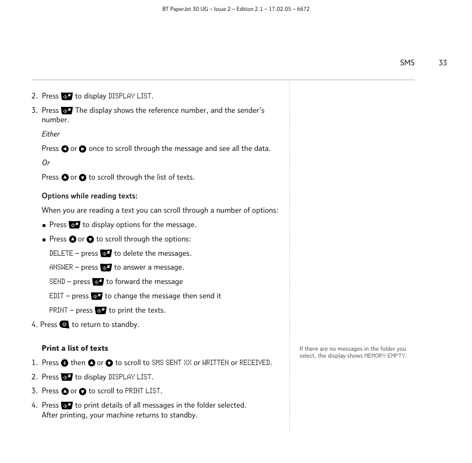 BT PAPERJET 30 User Manual | Page 33 / 64