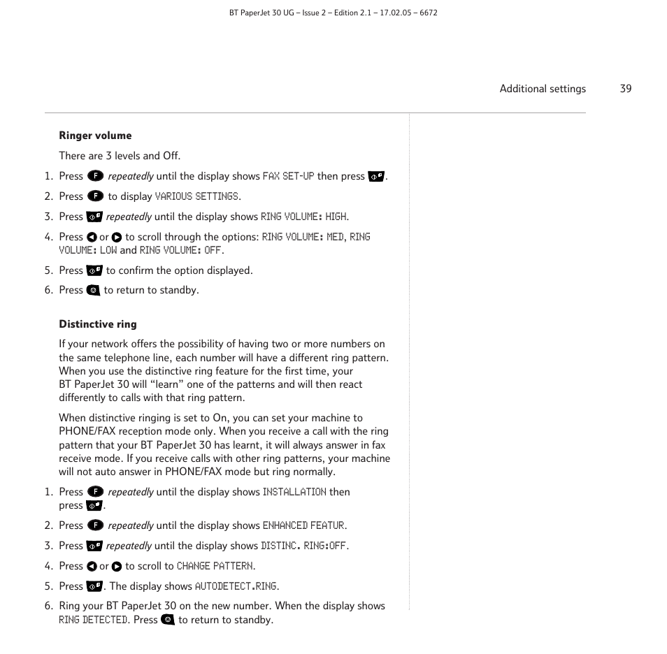 BT PAPERJET 30 User Manual | Page 39 / 64