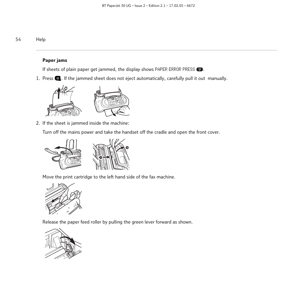 BT PAPERJET 30 User Manual | Page 54 / 64