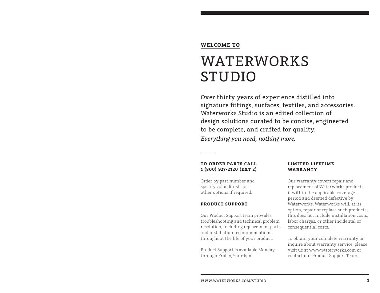 Waterworks studio | Waterworks Transit Pressure Balance Control Valve Trim with Metal Lever Handle User Manual | Page 5 / 10