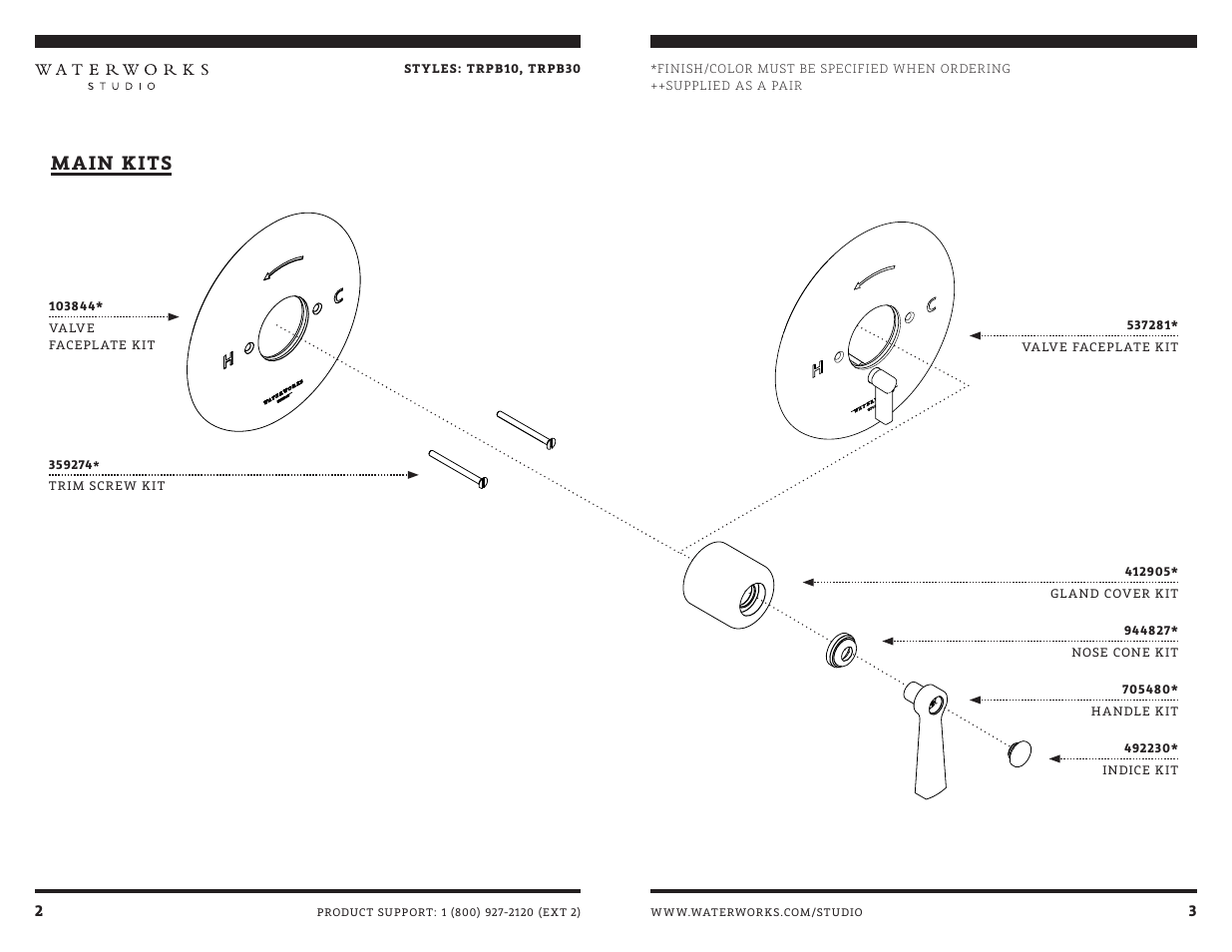 Main kits | Waterworks Transit Pressure Balance Control Valve Trim with Metal Lever Handle User Manual | Page 6 / 10