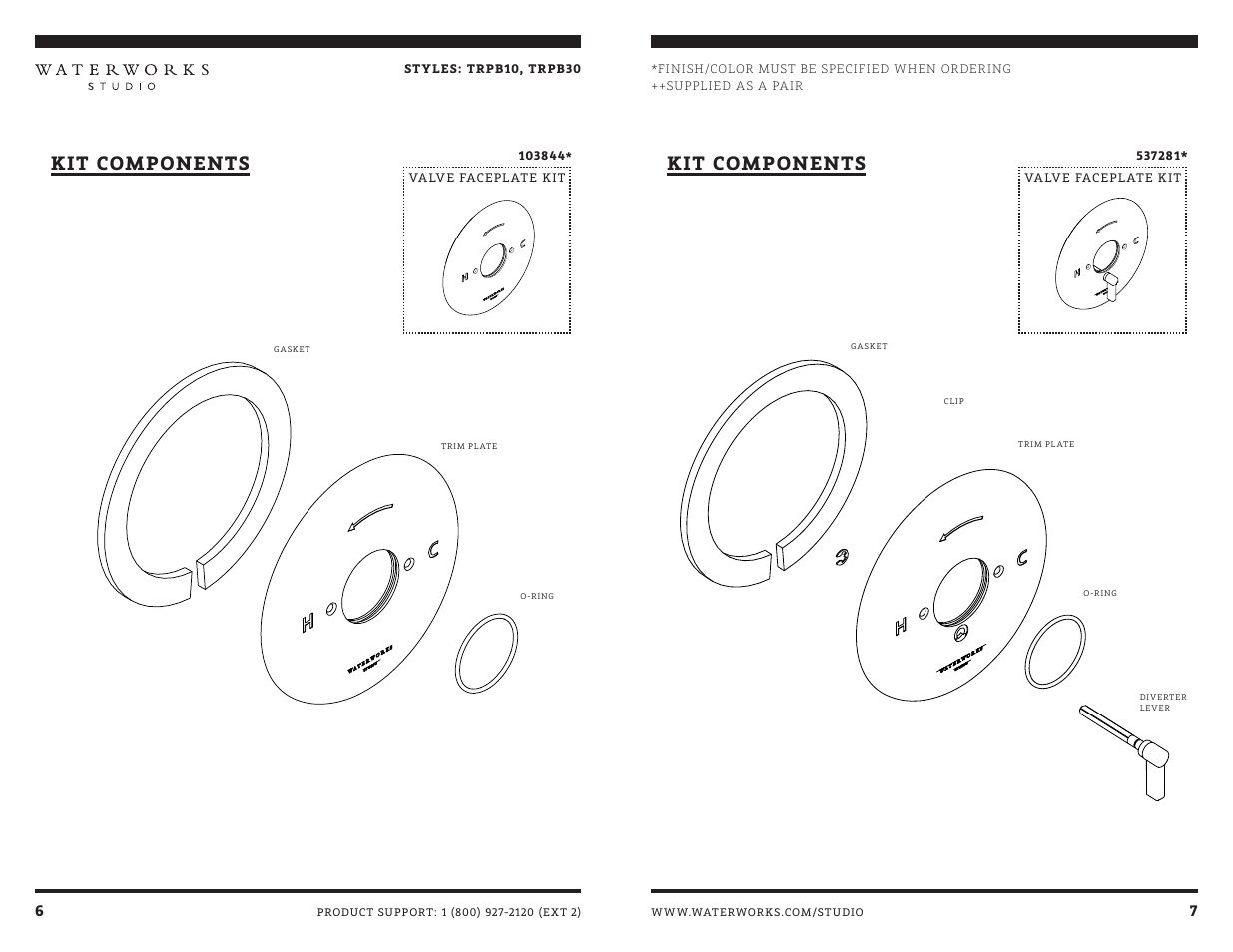 Kit components | Waterworks Transit Pressure Balance Control Valve Trim with Metal Lever Handle User Manual | Page 8 / 10