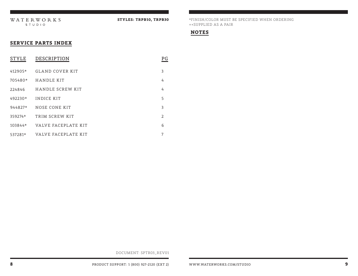 Waterworks Transit Pressure Balance Control Valve Trim with Metal Lever Handle User Manual | Page 9 / 10