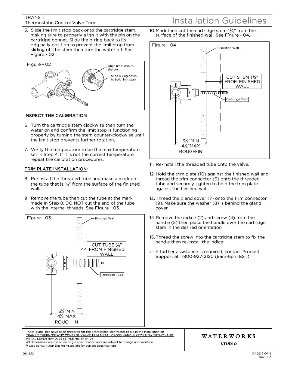 Waterworks Transit Thermostatic Control Valve Trim with Metal Lever Handle User Manual | Page 2 / 10