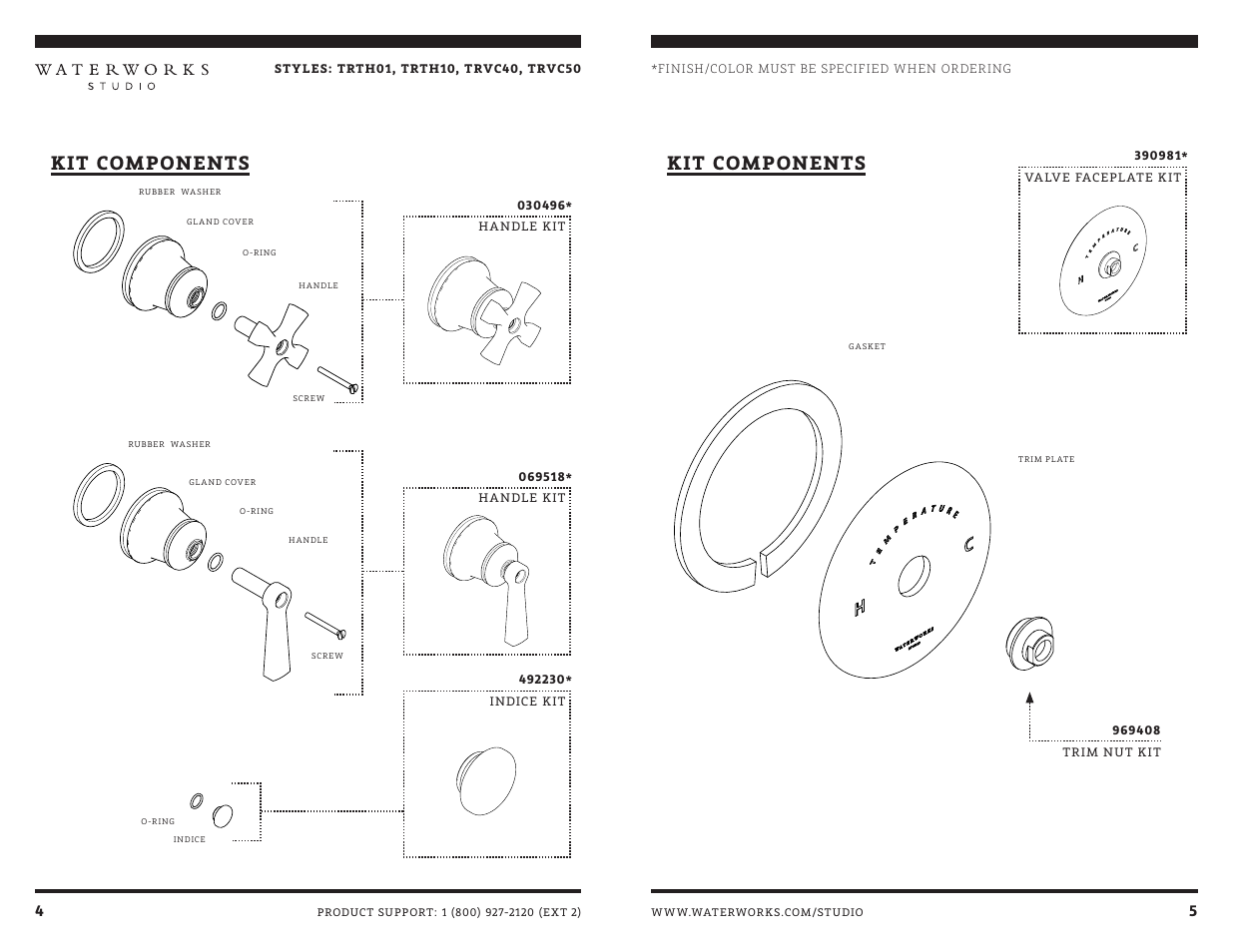Kit components | Waterworks Transit Volume Control Valve Trim with Metal Lever Handles User Manual | Page 7 / 10