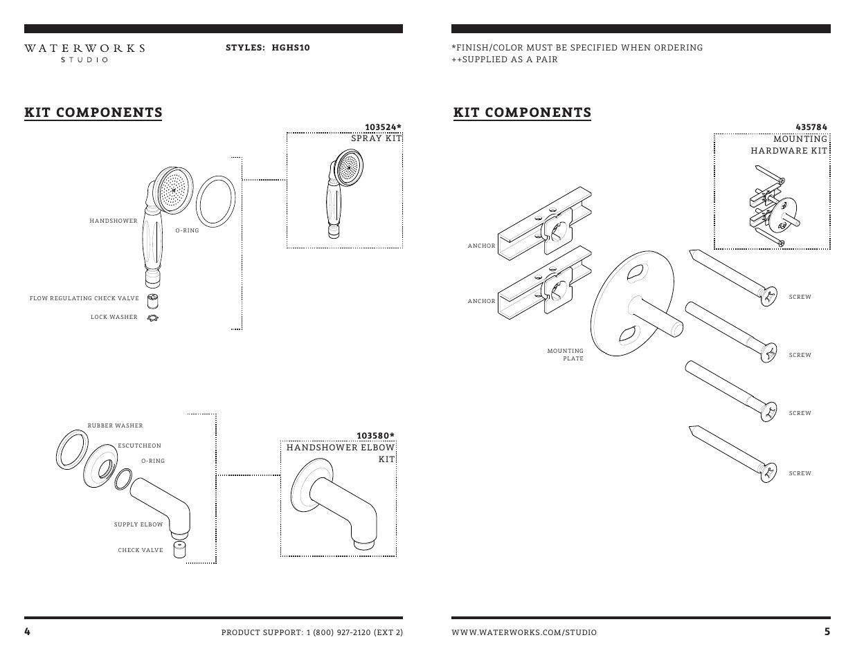 Kit components | Waterworks Highgate Handshower On Bar with White Porcelain Handle User Manual | Page 4 / 7
