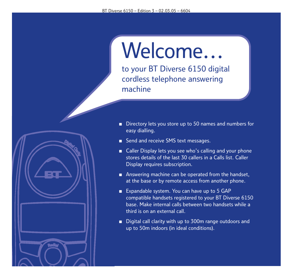 Welcome | BT Diverse 6150 User Manual | Page 2 / 88