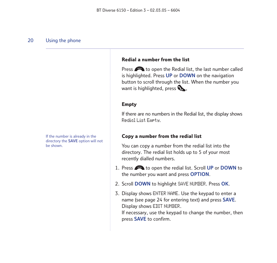 BT Diverse 6150 User Manual | Page 20 / 88