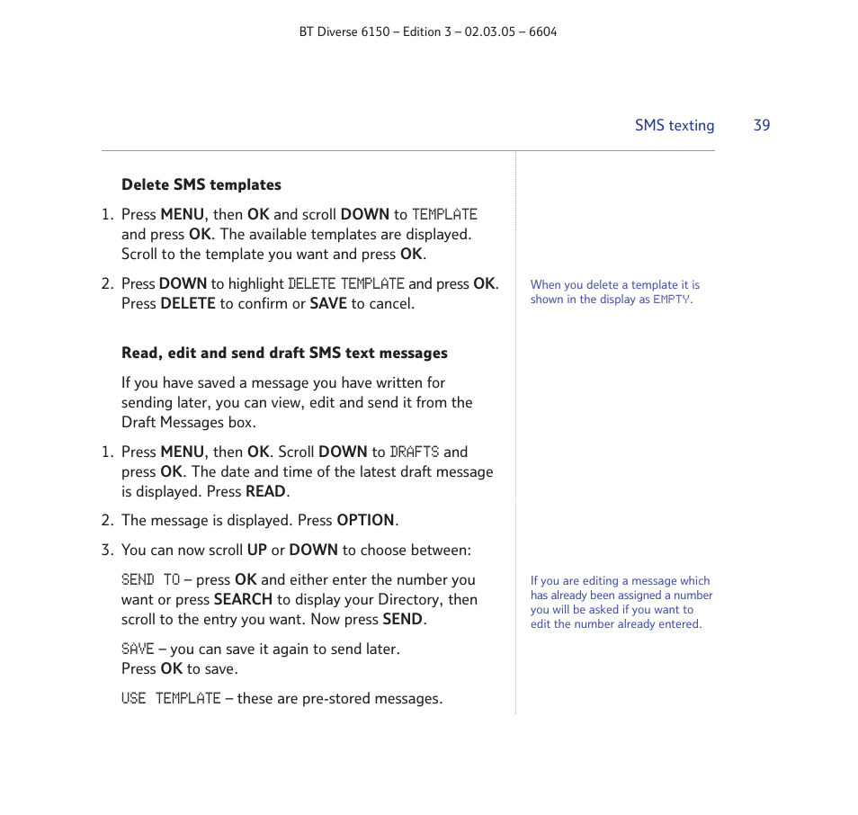 BT Diverse 6150 User Manual | Page 39 / 88