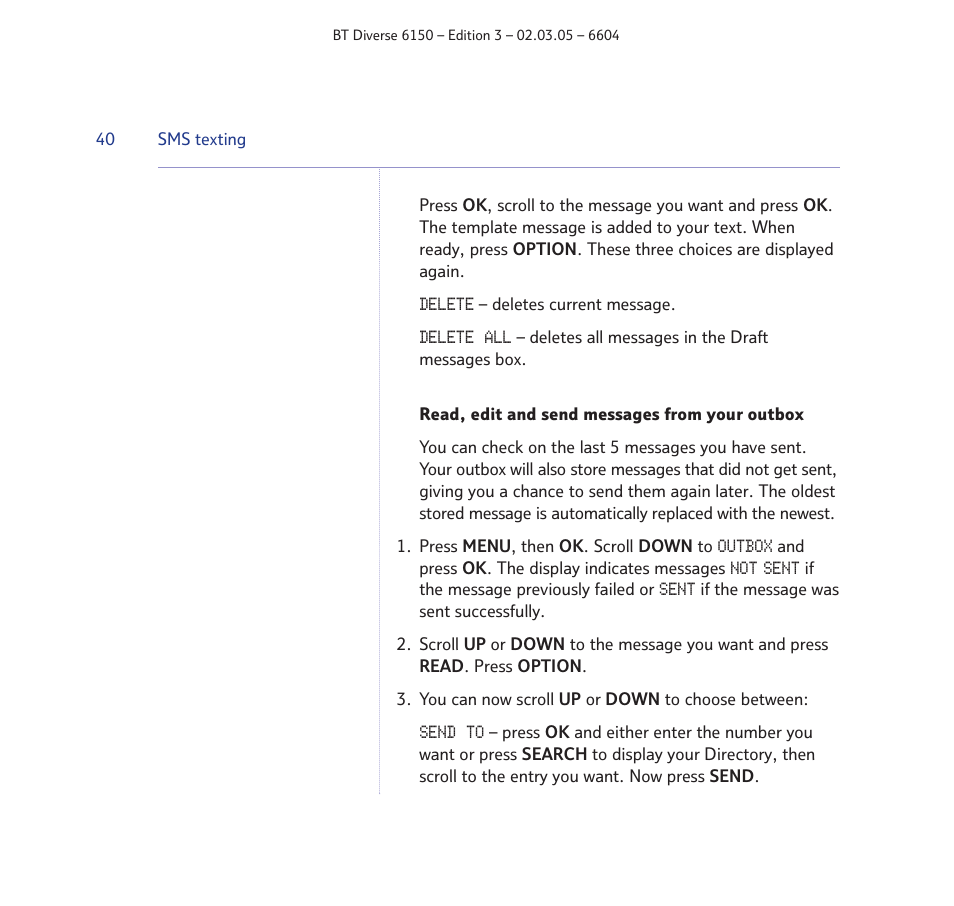 BT Diverse 6150 User Manual | Page 40 / 88