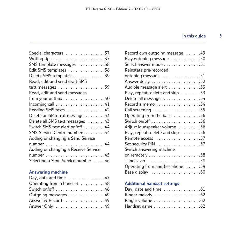 BT Diverse 6150 User Manual | Page 5 / 88