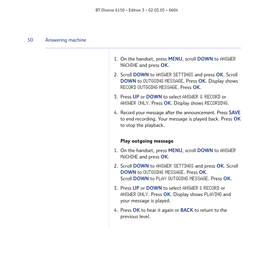 BT Diverse 6150 User Manual | Page 50 / 88