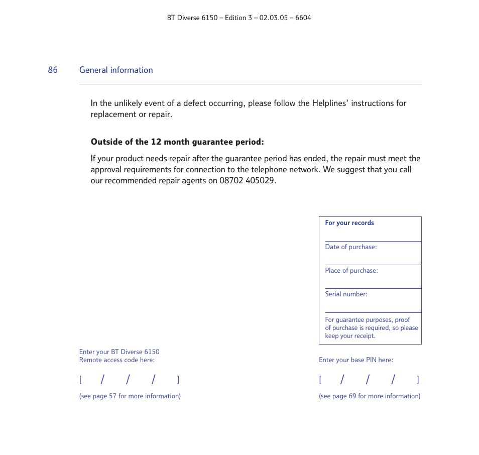 BT Diverse 6150 User Manual | Page 86 / 88