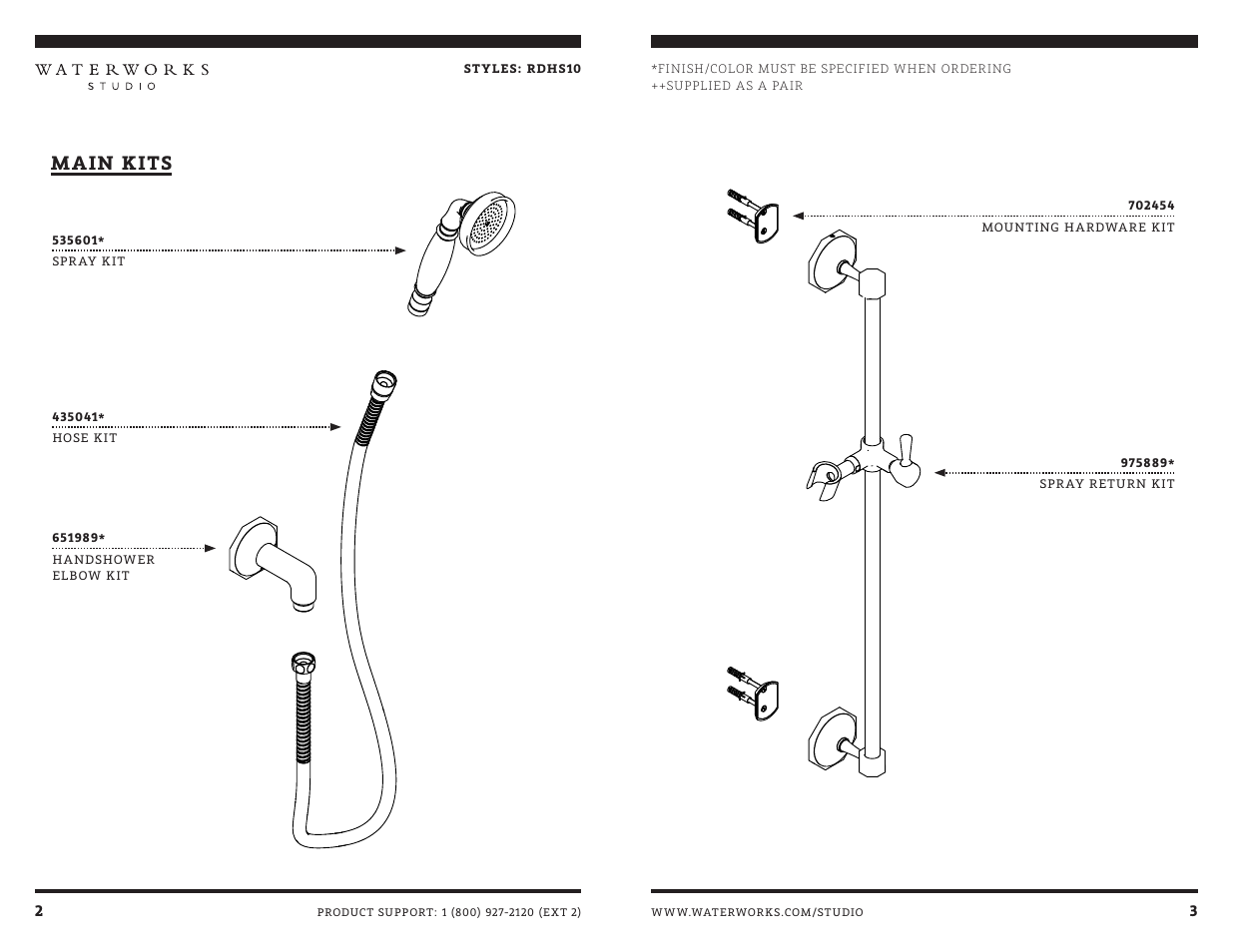 Main kits | Waterworks Roadster Handshower On Bar with Metal Handle User Manual | Page 3 / 7