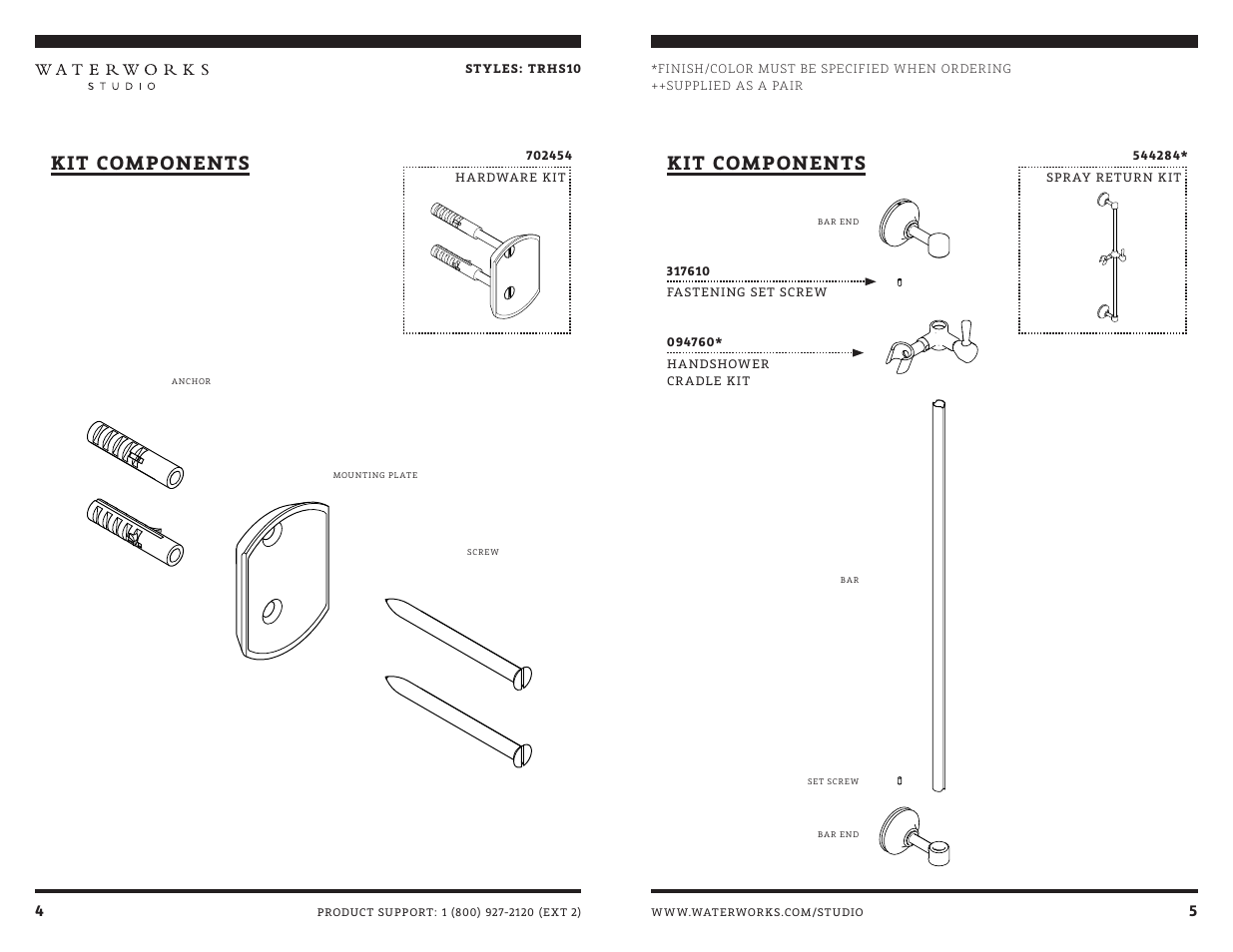 Kit components | Waterworks Transit Handshower On Bar with Metal Handle User Manual | Page 4 / 7