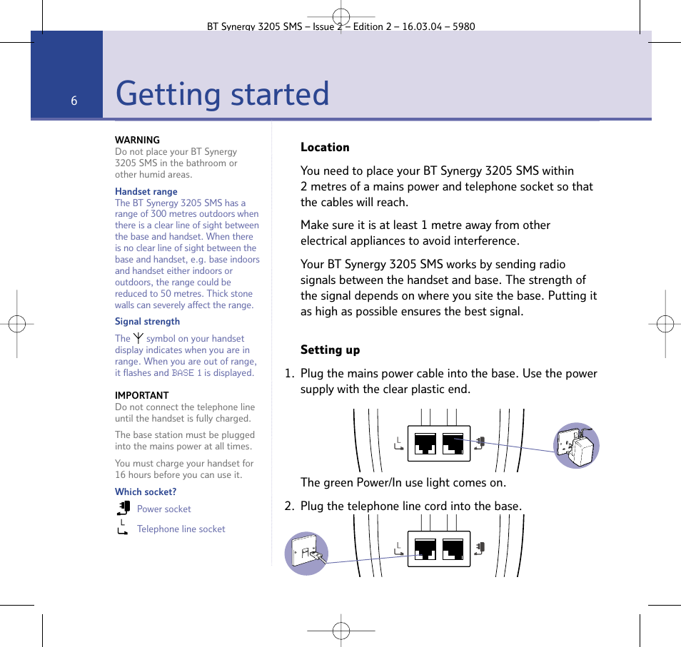 Getting started | BT 3205 User Manual | Page 6 / 68