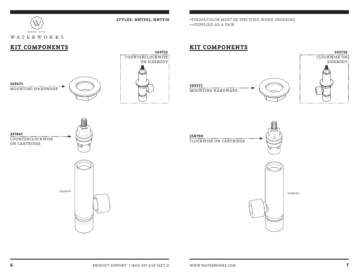 Kit components | Waterworks Henry Low Profile Concealed Tub Filler With Handshower User Manual | Page 10 / 14