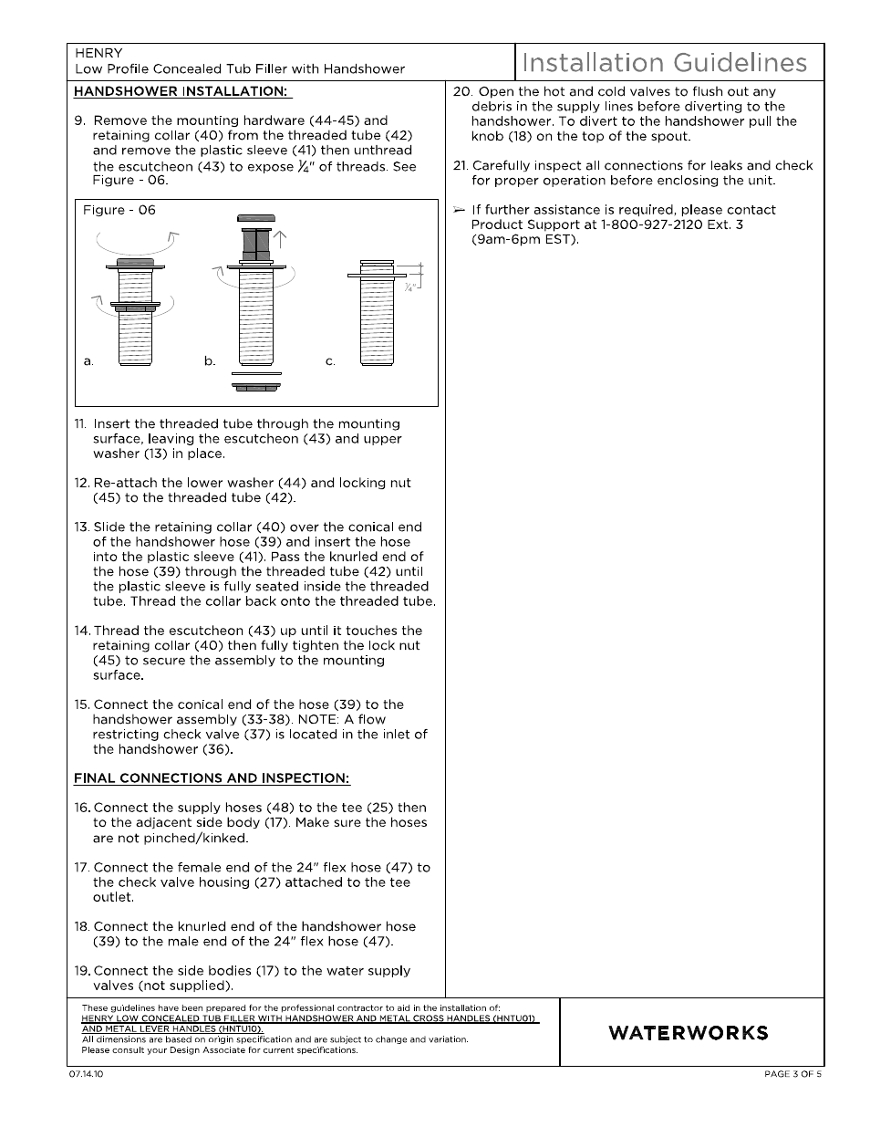 Waterworks Henry Low Profile Concealed Tub Filler With Handshower User Manual | Page 3 / 14