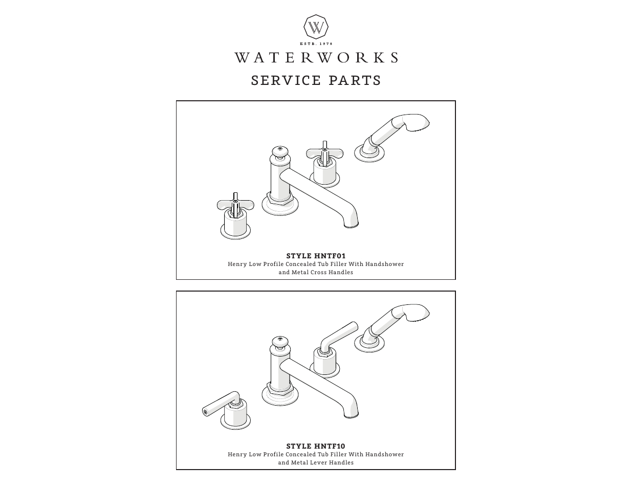 Service parts | Waterworks Henry Low Profile Concealed Tub Filler With Handshower User Manual | Page 6 / 14