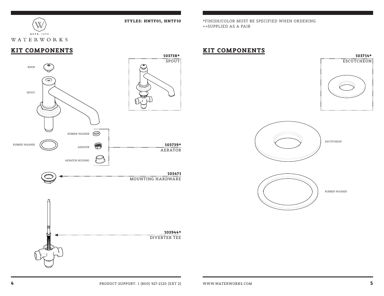 Kit components | Waterworks Henry Low Profile Concealed Tub Filler With Handshower User Manual | Page 9 / 14