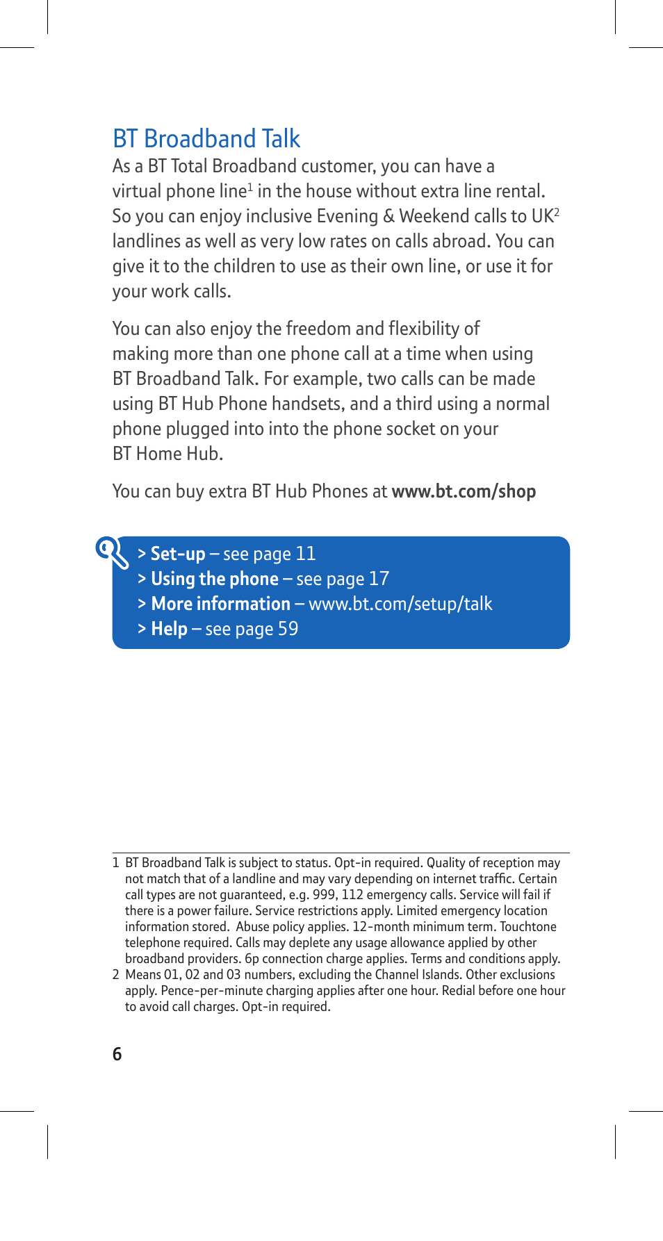 Bt broadband talk | BT Hub Phone 2.1 User Manual | Page 10 / 80