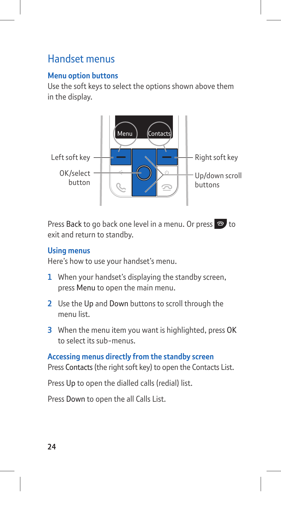 Handset menus | BT Hub Phone 2.1 User Manual | Page 28 / 80