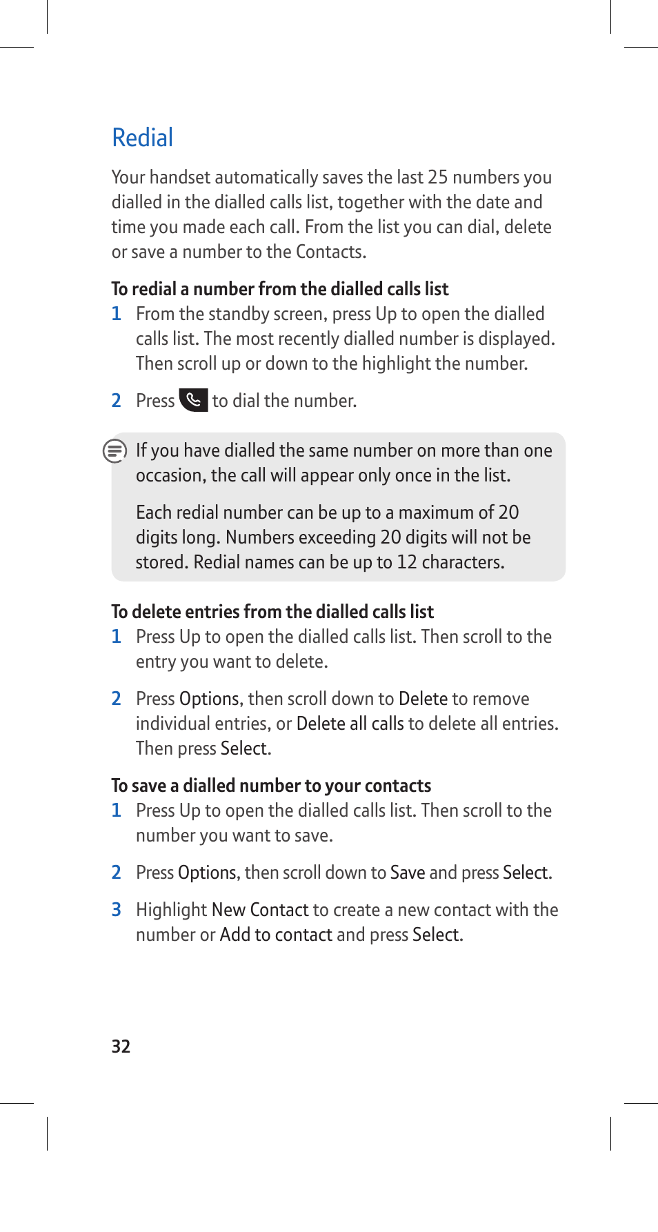 Redial | BT Hub Phone 2.1 User Manual | Page 36 / 80