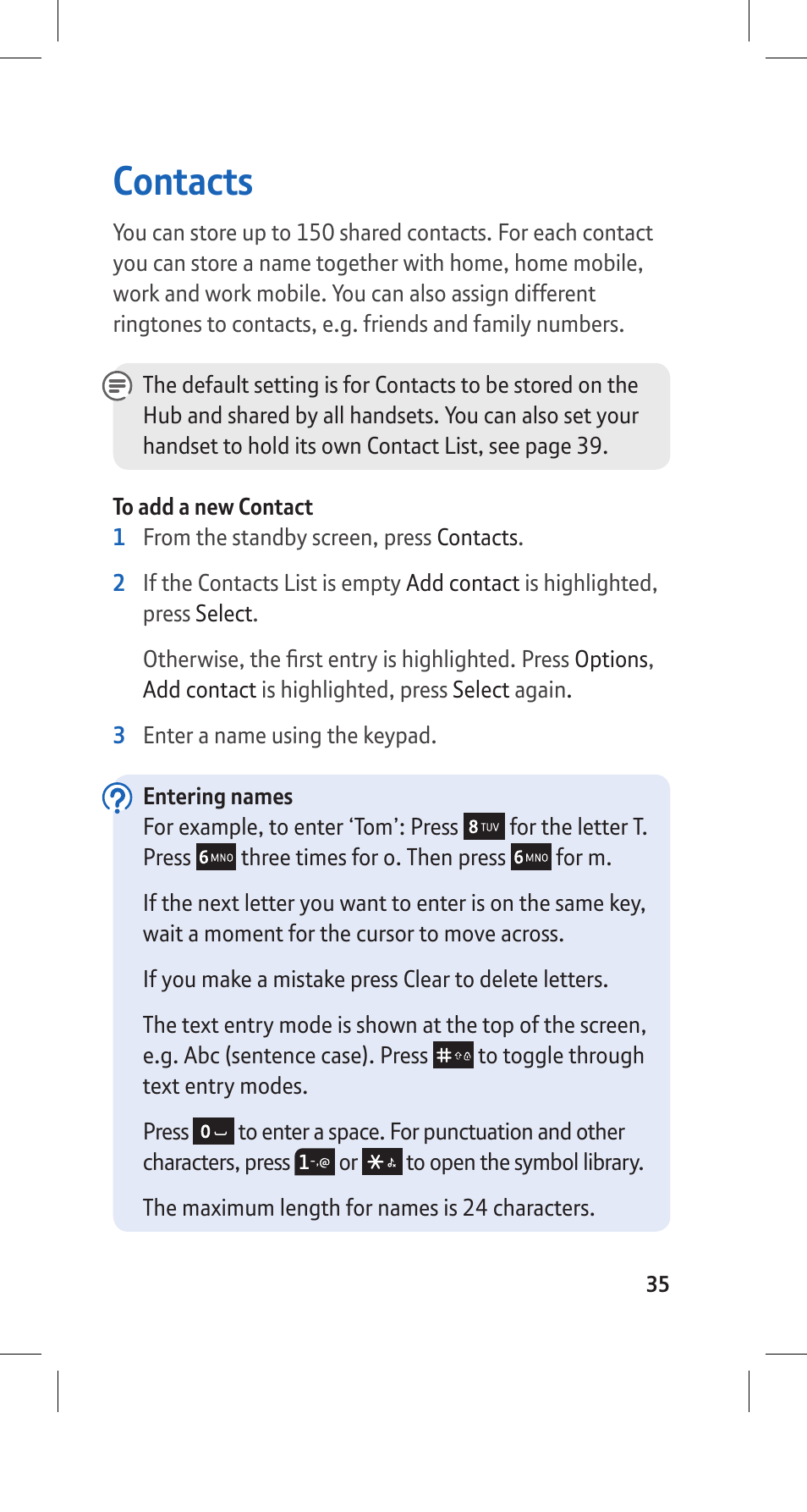 Contacts | BT Hub Phone 2.1 User Manual | Page 39 / 80