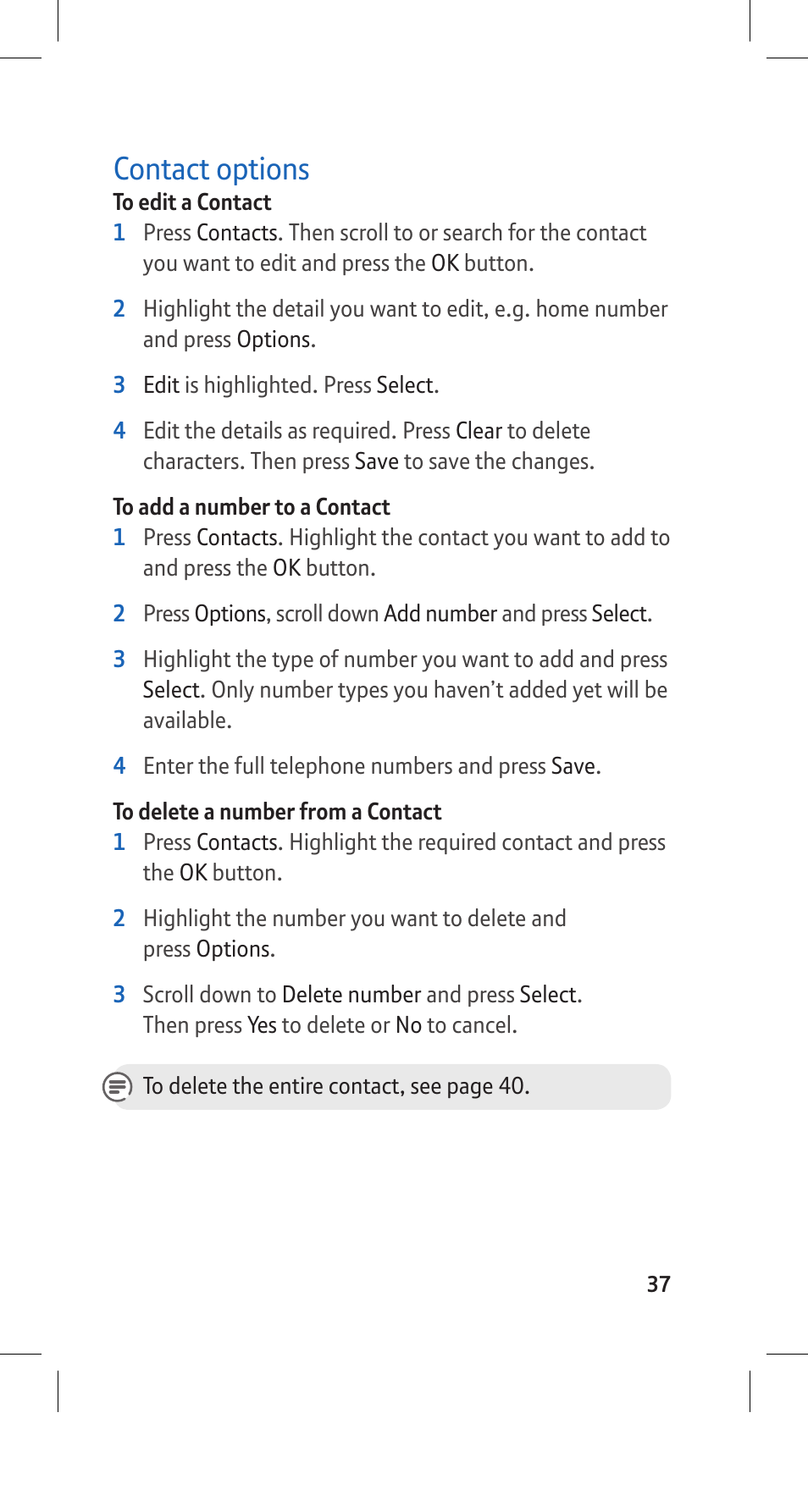 Contact options | BT Hub Phone 2.1 User Manual | Page 41 / 80