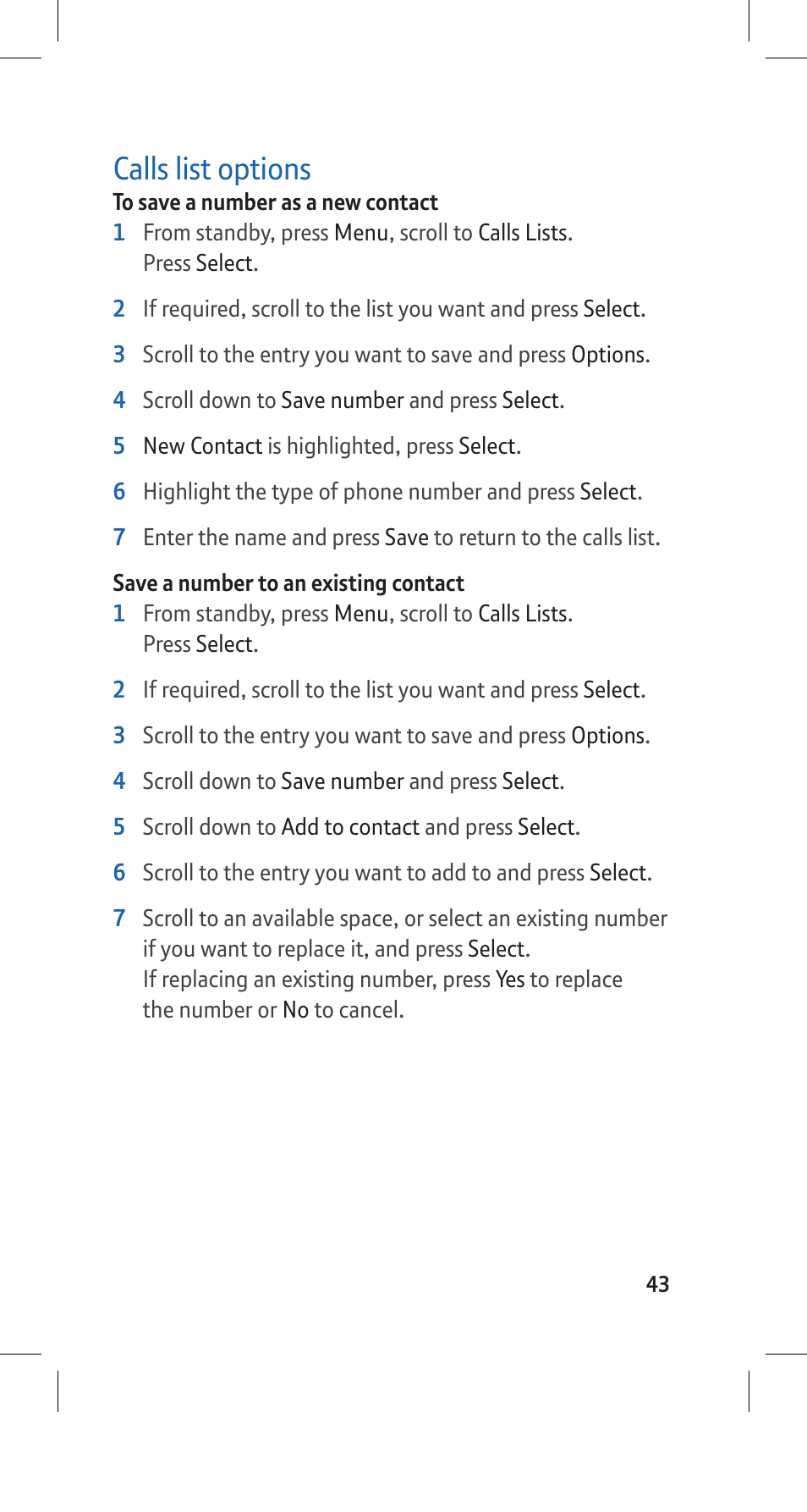 Calls list options | BT Hub Phone 2.1 User Manual | Page 47 / 80