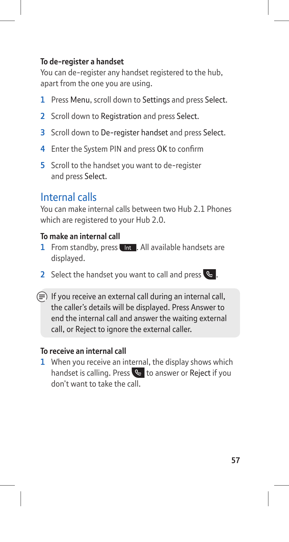 Internal calls | BT Hub Phone 2.1 User Manual | Page 61 / 80