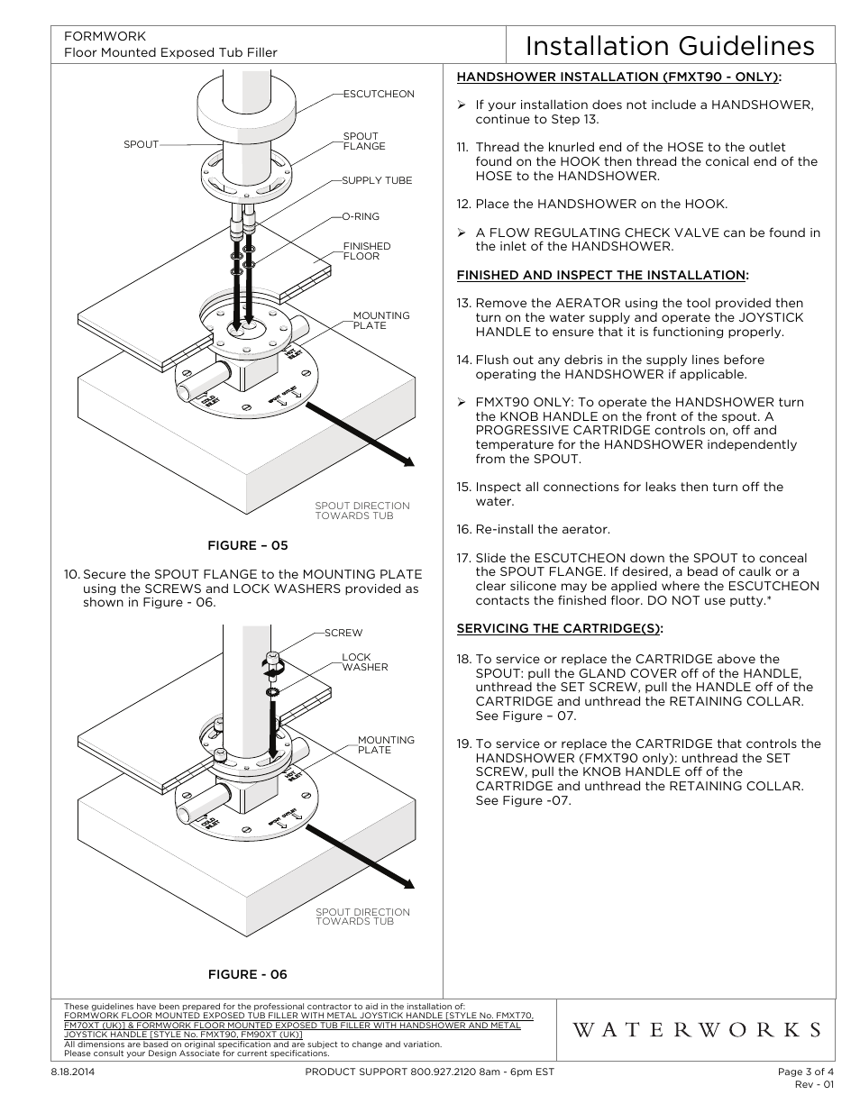 Installation guidelines | Waterworks Formwork Floor Mounted Exposed Tub Filler with Handshower and Metal Jostick Handle User Manual | Page 3 / 4