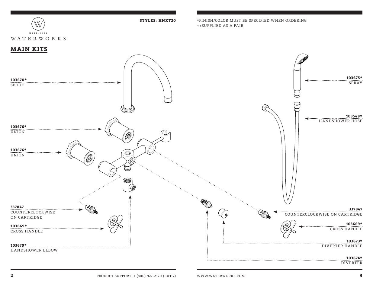 Main kits | Waterworks Henry Exposed Wall Mounted Tub Filler With Handshower User Manual | Page 8 / 12