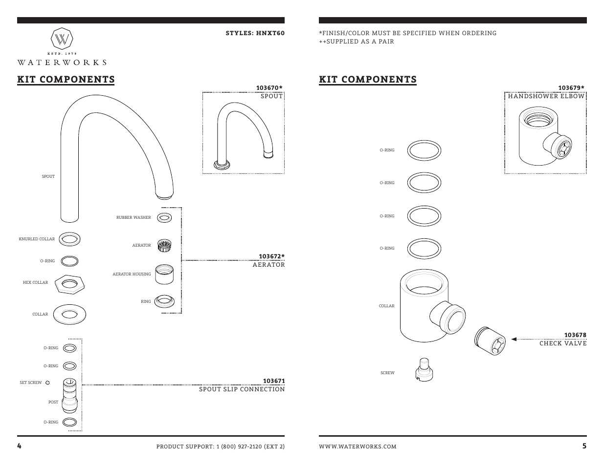 Kit components | Waterworks Henry Exposed Floor Mounted Tub Filler With Handshower User Manual | Page 10 / 15