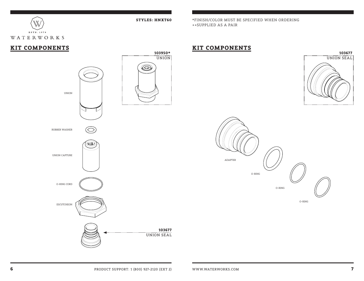 Kit components | Waterworks Henry Exposed Floor Mounted Tub Filler With Handshower User Manual | Page 11 / 15