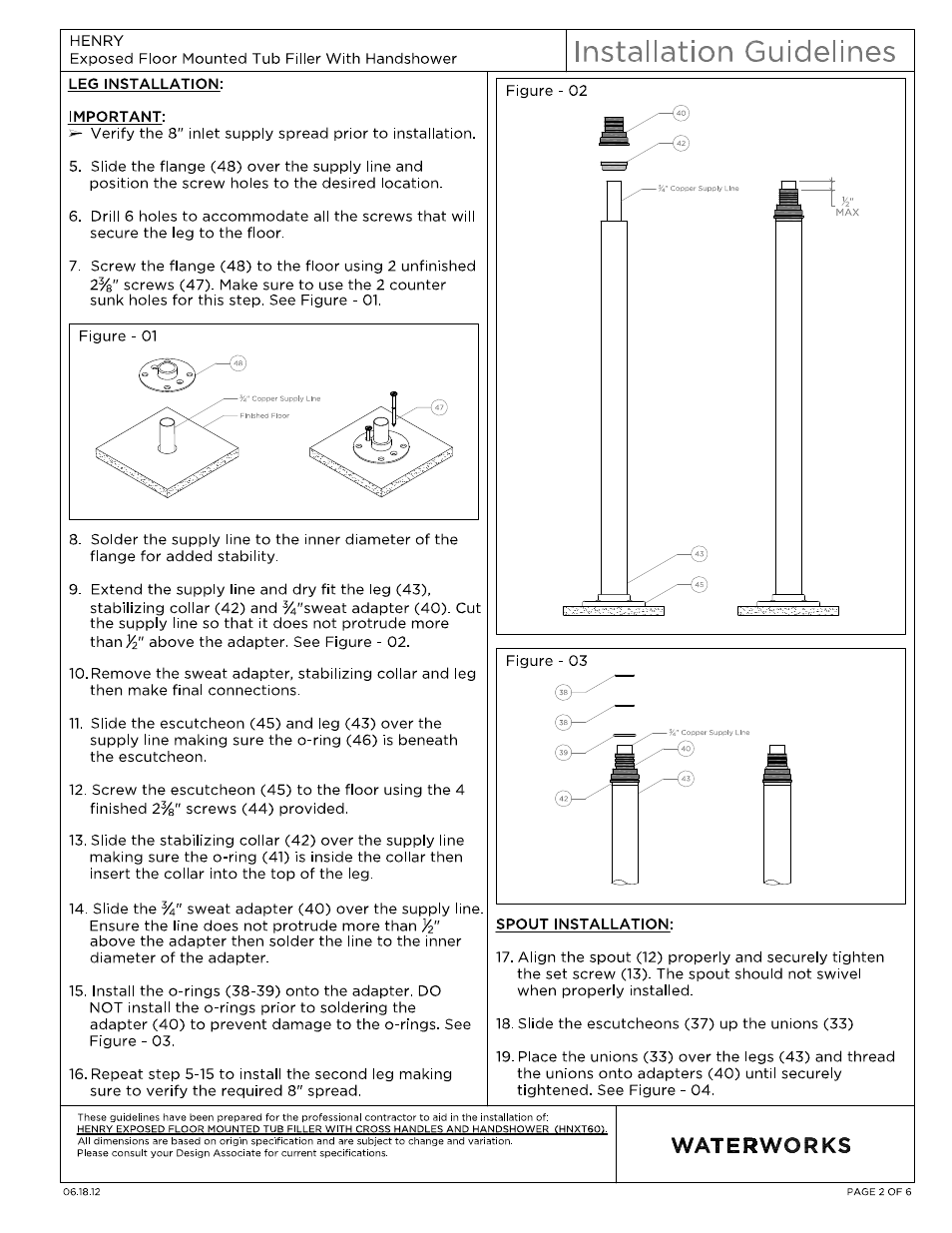 Waterworks Henry Exposed Floor Mounted Tub Filler With Handshower User Manual | Page 2 / 15