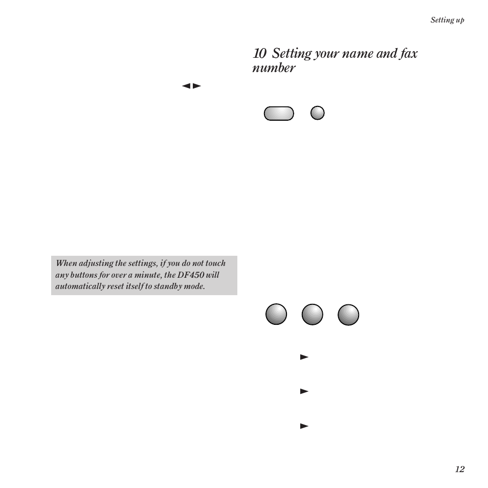 10 setting your name and fax number | BT DF450 User Manual | Page 15 / 56