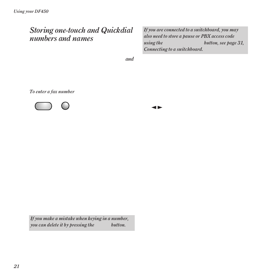 Storing one-touch and quickdial numbers and names | BT DF450 User Manual | Page 24 / 56