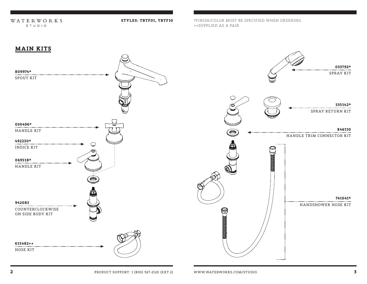 Main kits | Waterworks Transit Deck Mounted Low Profile Concealed Tub Filler with Metal Handshower and Metal Lever Handles User Manual | Page 8 / 16