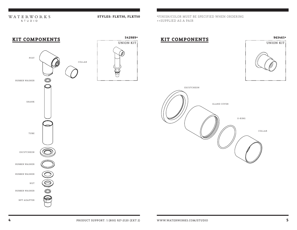 Kit components | Waterworks Flyte Deck Mounted Exposed Tub Filler with Handshower and Metal Lever Handles User Manual | Page 10 / 15