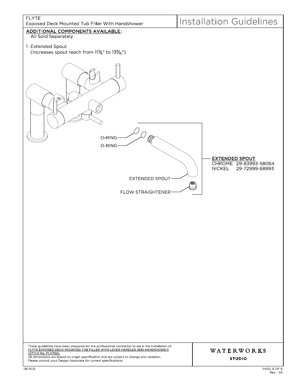 Fltu50_ig model (6) | Waterworks Flyte Deck Mounted Exposed Tub Filler with Handshower and Metal Lever Handles User Manual | Page 6 / 15