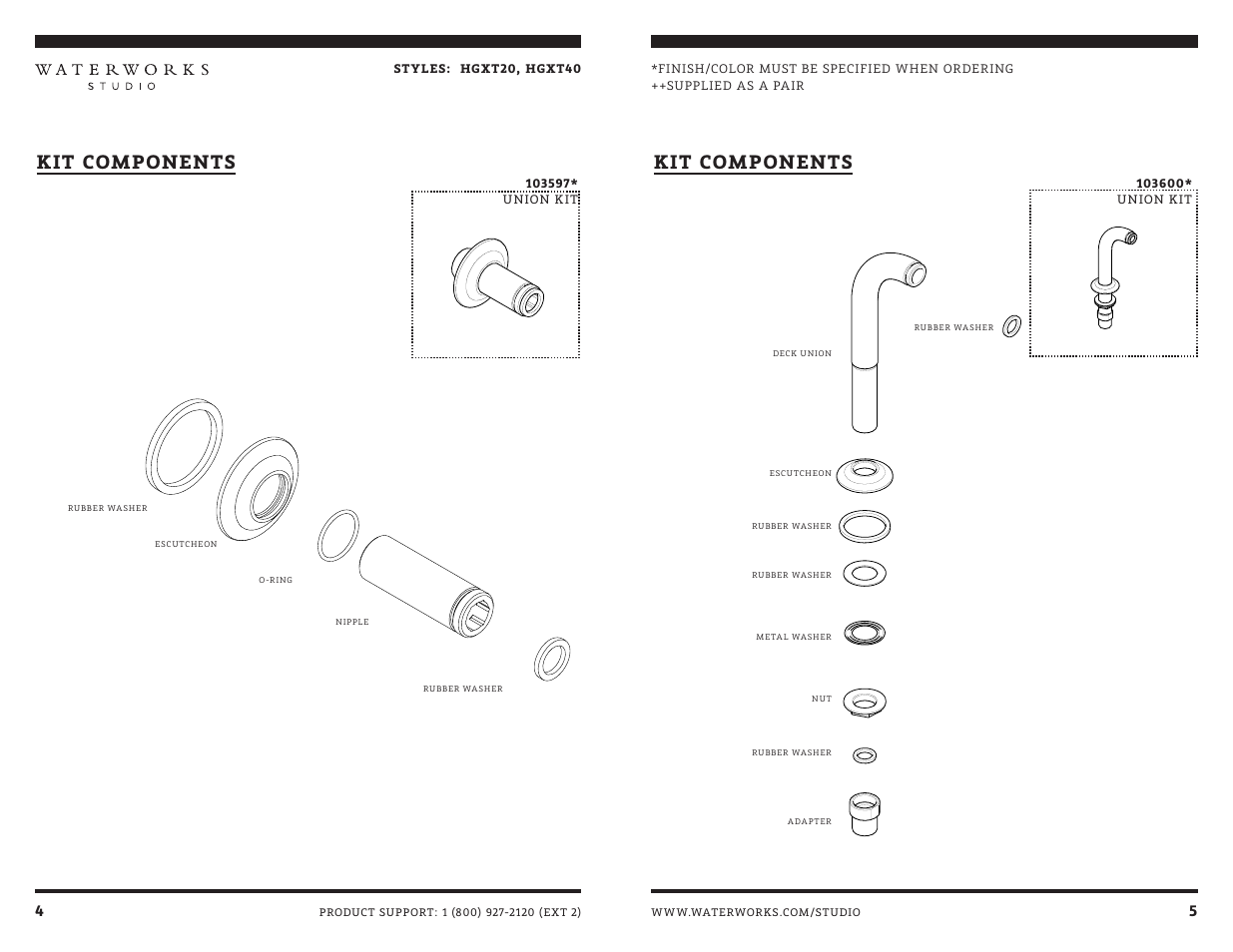 Kit components | Waterworks Highgate Wall Mounted Exposed Tub Filler with White Porcelain Handshower and Metal Cross Handles User Manual | Page 7 / 11