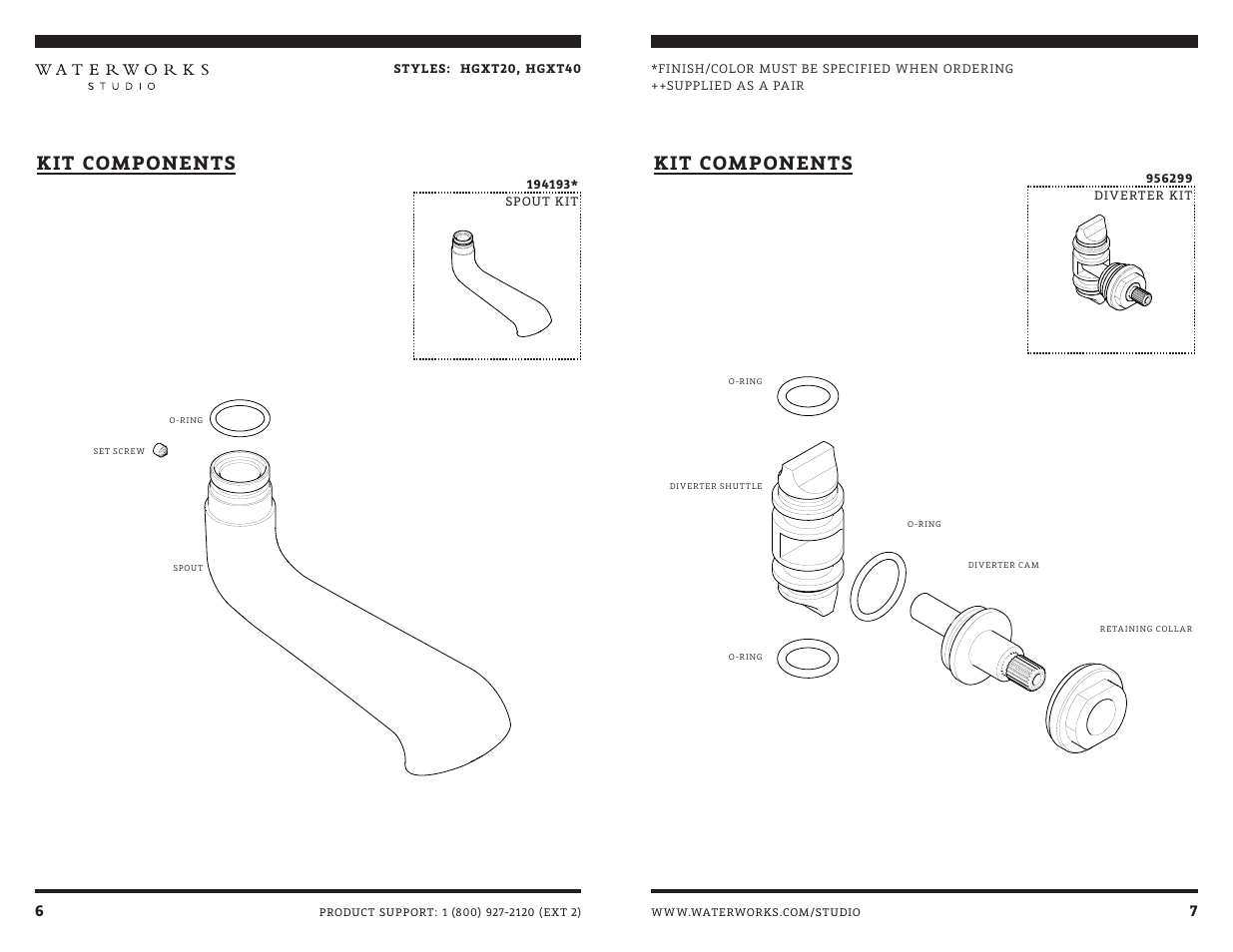 Kit components | Waterworks Highgate Wall Mounted Exposed Tub Filler with White Porcelain Handshower and Metal Cross Handles User Manual | Page 8 / 11