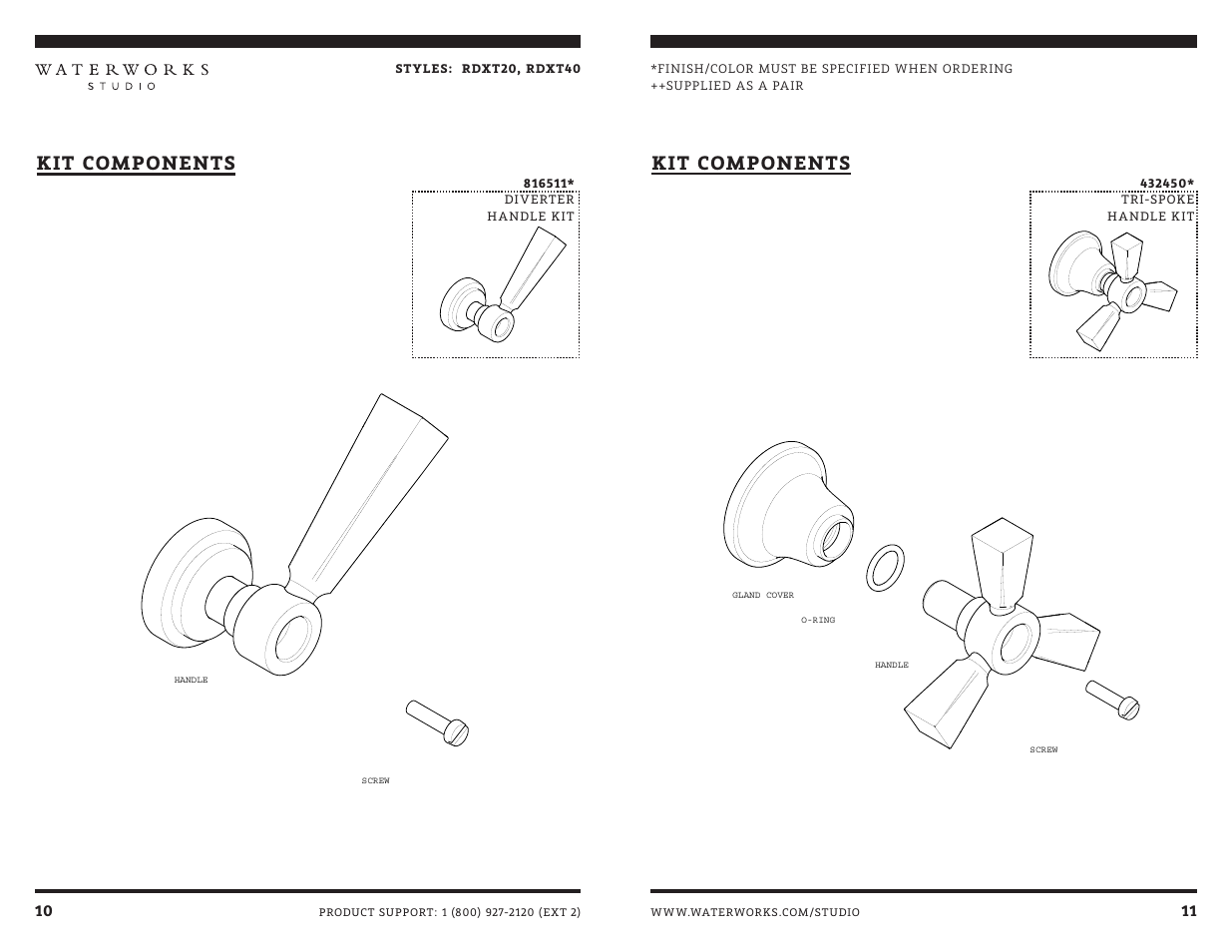 Kit components | Waterworks Roadster Wall Mounted Exposed Tub Filler with Metal Handshower and Metal Tri-spoke Handles User Manual | Page 10 / 12