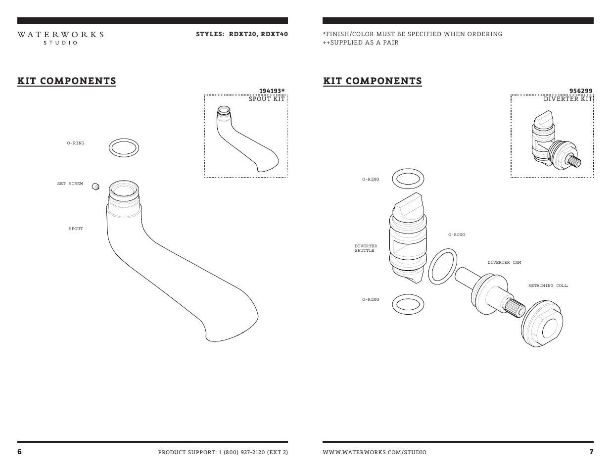 Kit components | Waterworks Roadster Wall Mounted Exposed Tub Filler with Metal Handshower and Metal Tri-spoke Handles User Manual | Page 8 / 12