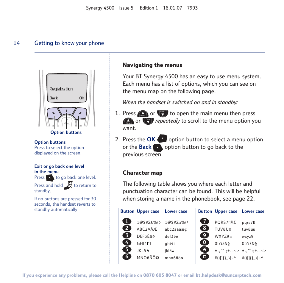 Getting to know your phone | BT SYNERGY 4500 User Manual | Page 14 / 100